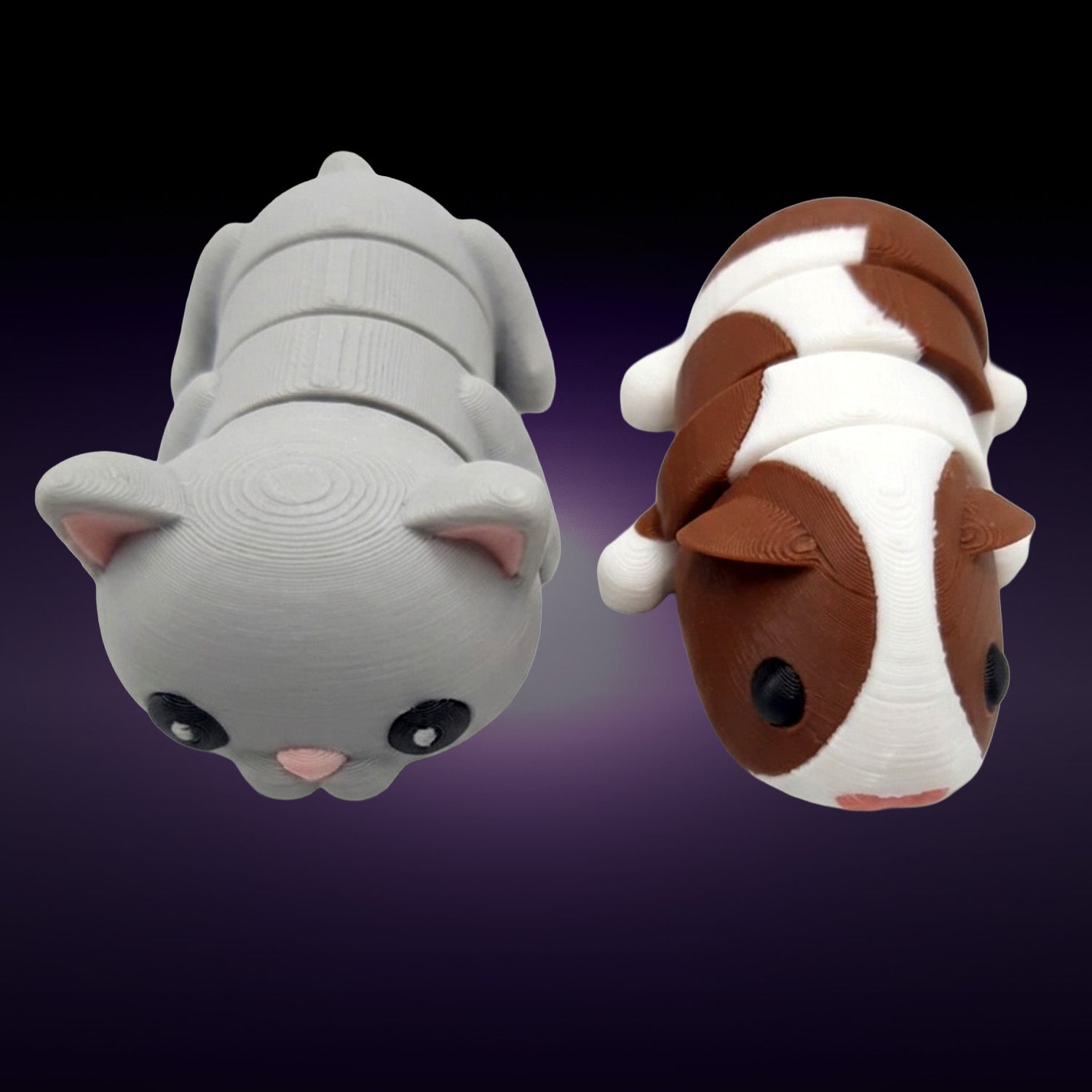 Bichinhos articulados sensoriais Fofitz 6cm - Kit duplo - hamster e gatinho
