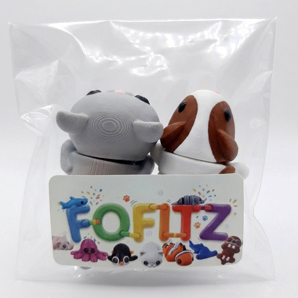 Bichinhos articulados sensoriais Fofitz 6cm - Kit duplo - hamster e gatinho