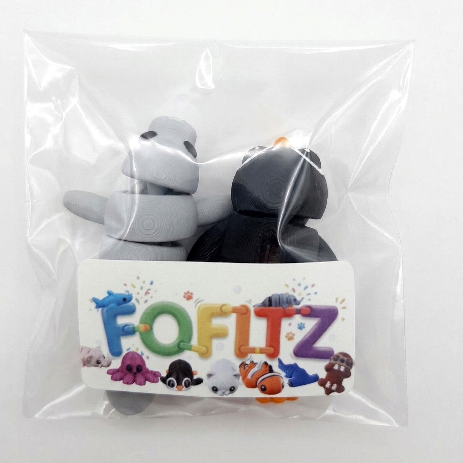 Bichinhos articulados sensoriais Fofitz 6cm - Kit duplo - pinguim e leão-marinho