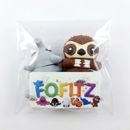 Bichinhos articulados sensoriais Fofitz 6cm - Kit duplo - elefante e preguiça