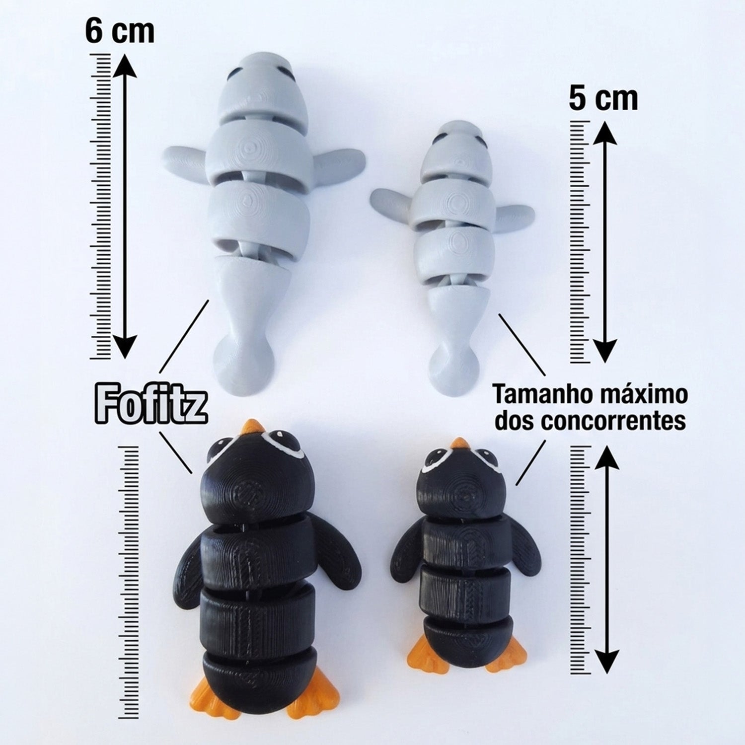 Bichinhos articulados sensoriais Fofitz 6cm - Kit duplo - elefante e preguiça