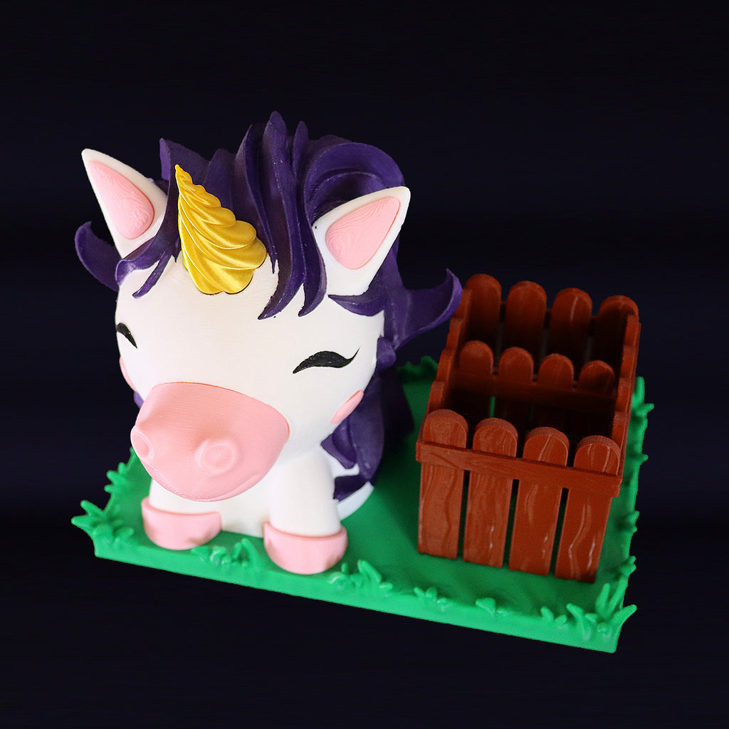 Porta-lápis e apoio de óculos de unicórnio