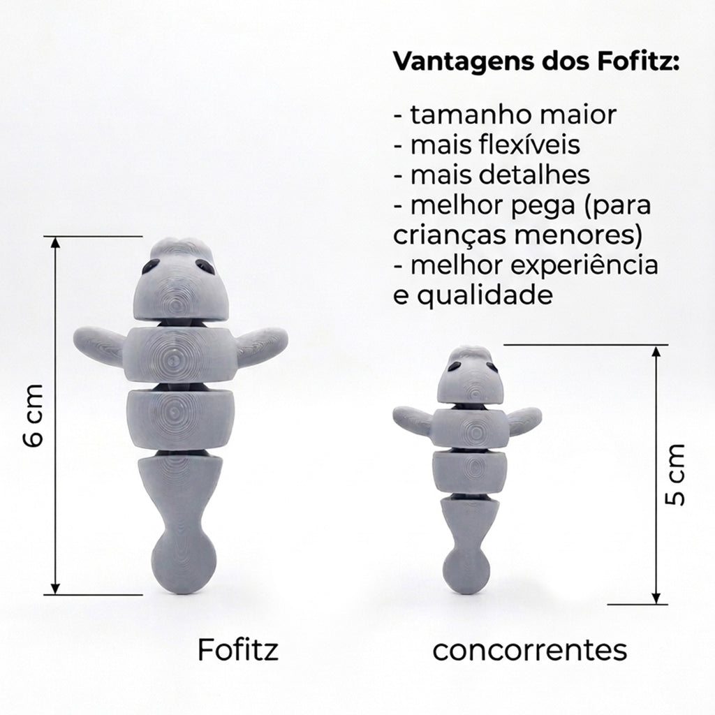 Bichinhos articulados sensoriais Fofitz 6cm - Kit duplo - elefante e preguiça